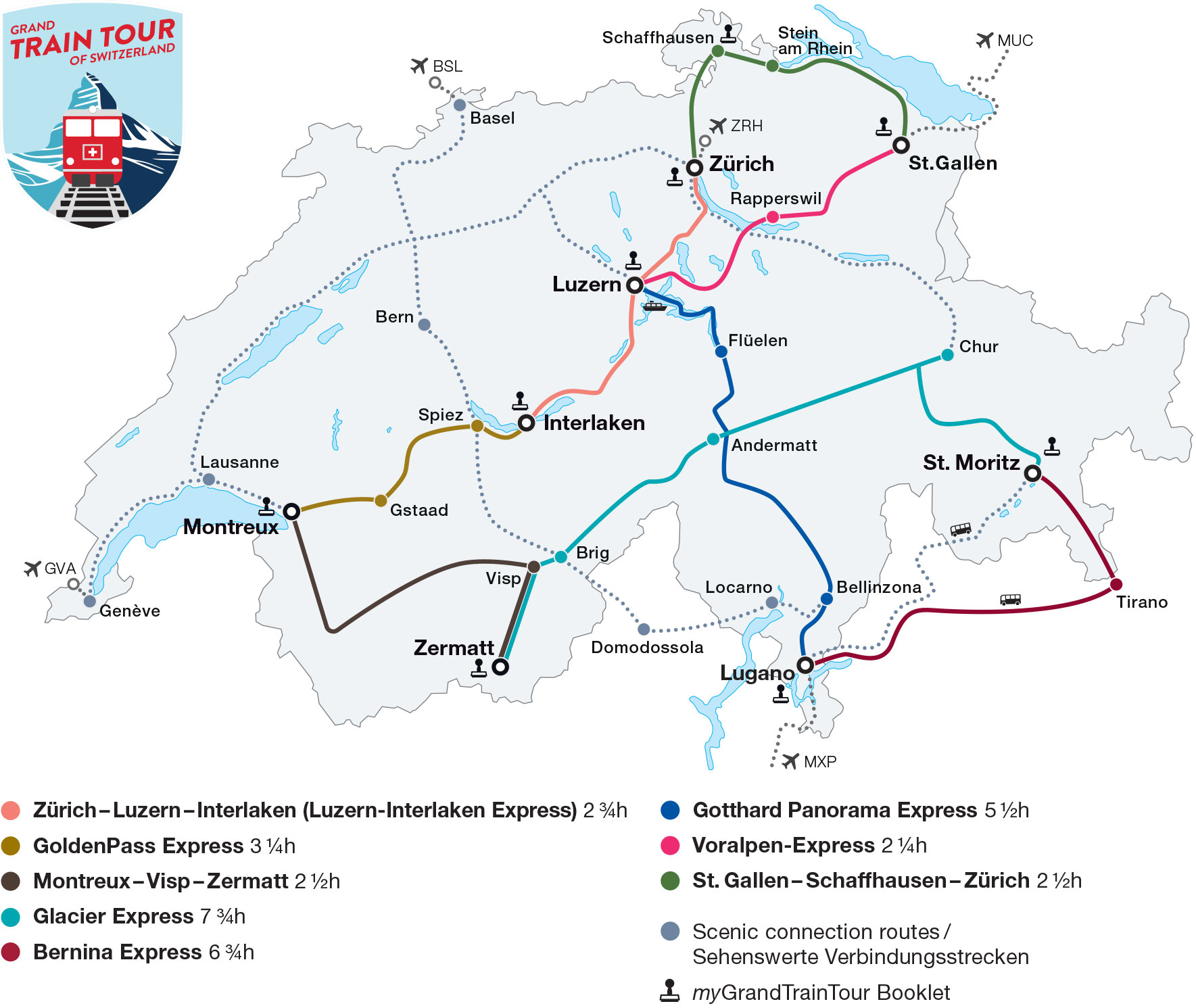 Panoramatické vlakové trasy vo Švajčiarsku